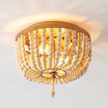 Allison 15" Wood Beaded/Metal LED Flush Mount
